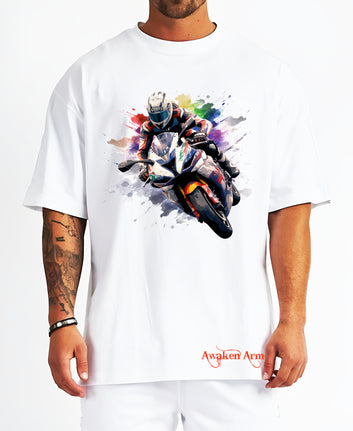 Bike 10 Oversized  Printed Tshirt