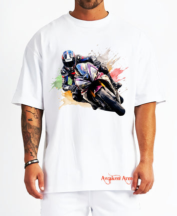 Bike 21 Oversized  Printed Tshirt