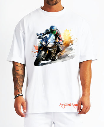 Bike 28 Oversized  Printed Tshirt