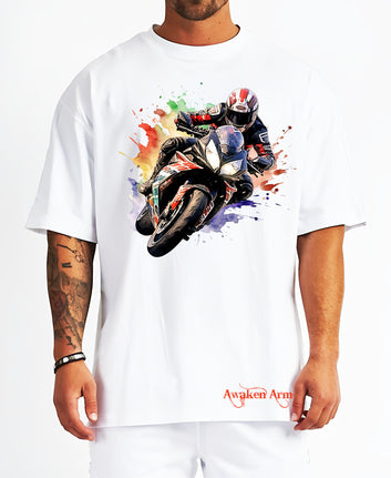 Bike 33 Oversized  Printed Tshirt