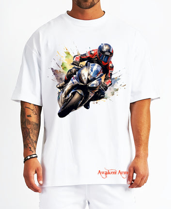 Bike 9 Oversized  Printed Tshirt