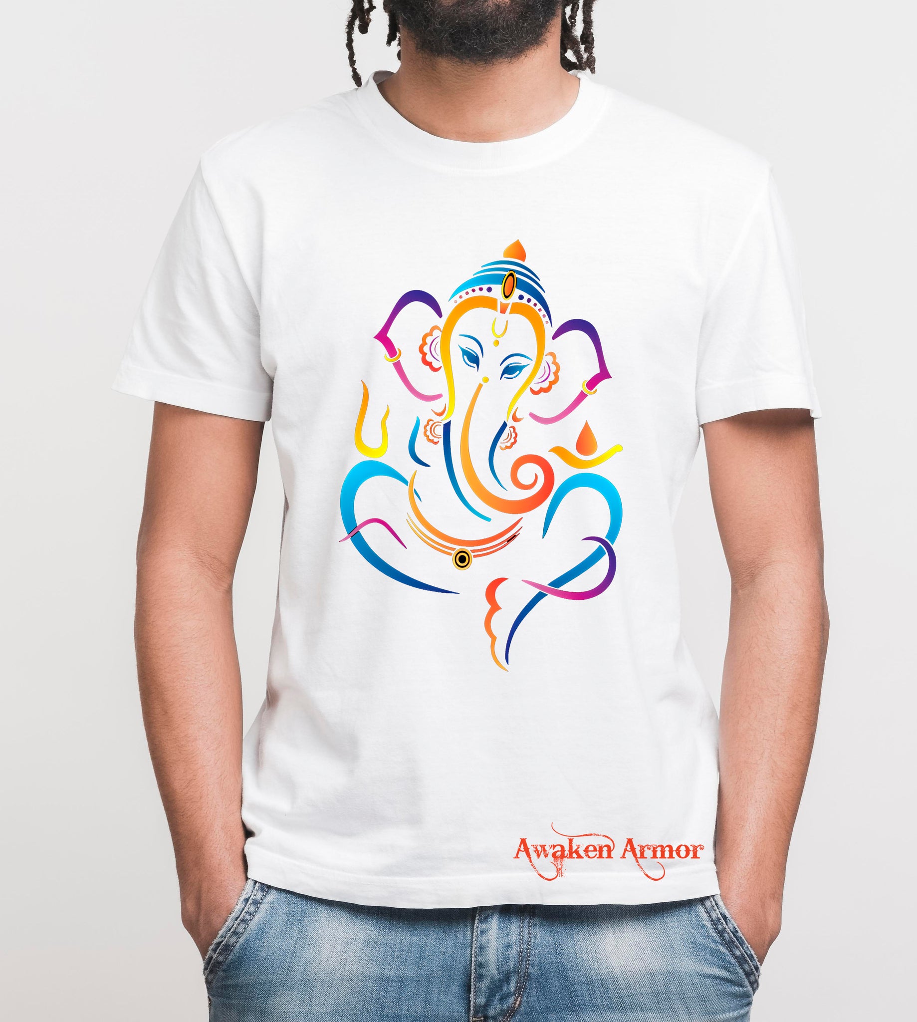 Men's  Multicolor Ganesh Ji Printed Tshirt