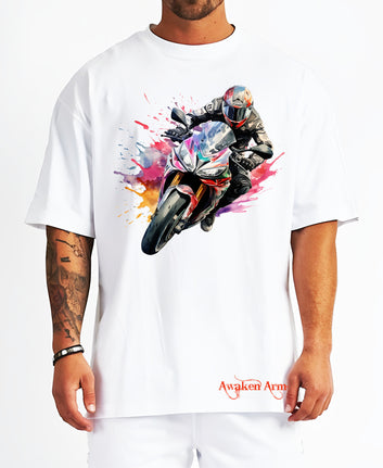 Bike 32 Oversized  Printed Tshirt