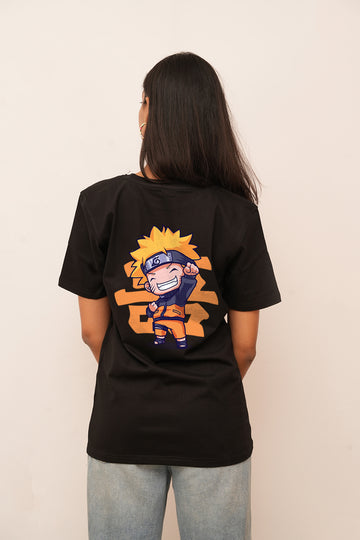 Women Oversized Naruto Character Printed Tshirt