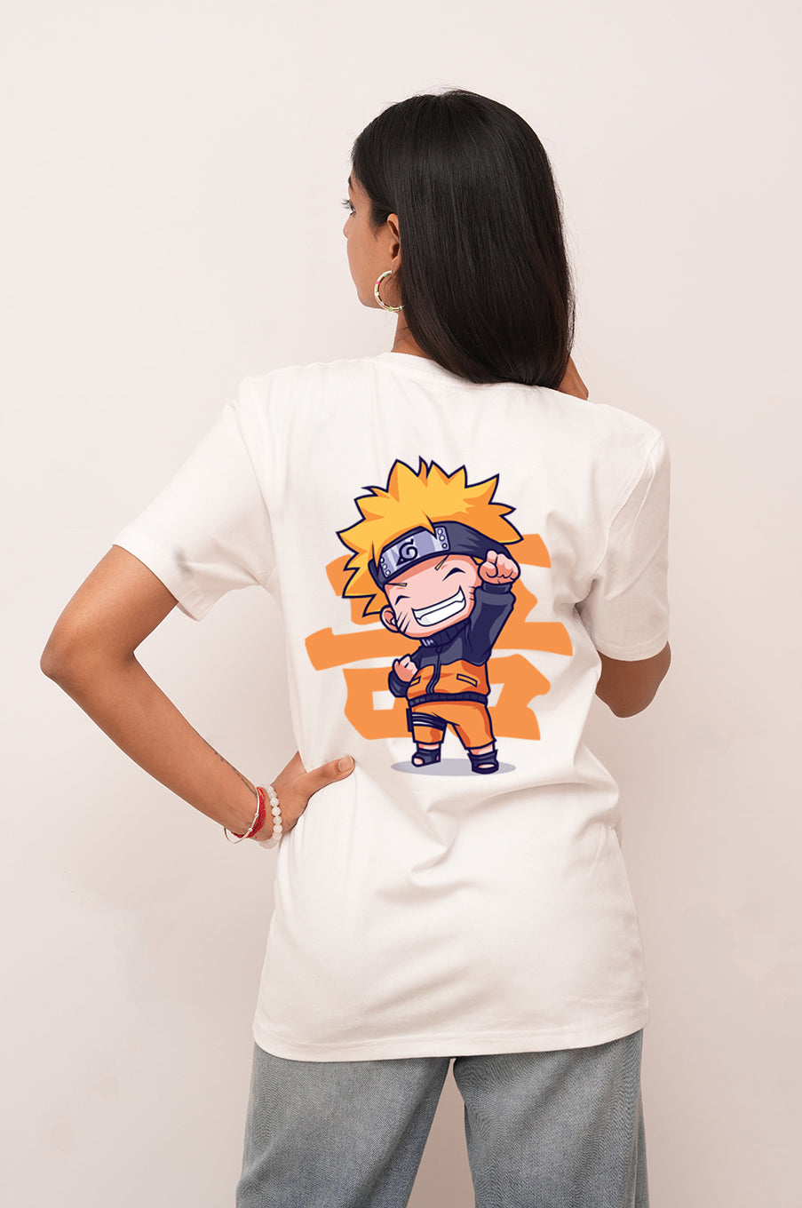 Women Oversized Naruto Character Printed Tshirt