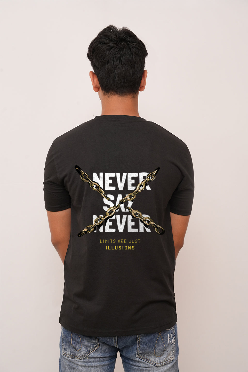 Typography oversized Never Say Never Printed Tshirt