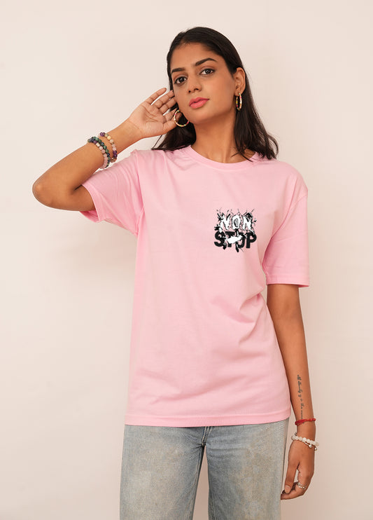 Typography Women Oversized Non Stop Printed Tshirt