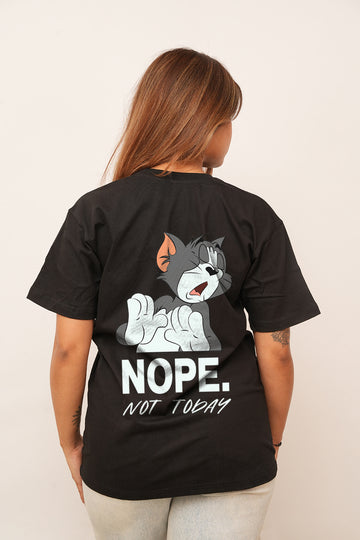 Cartoon Women Oversized Nope for today  Printed Tshirt