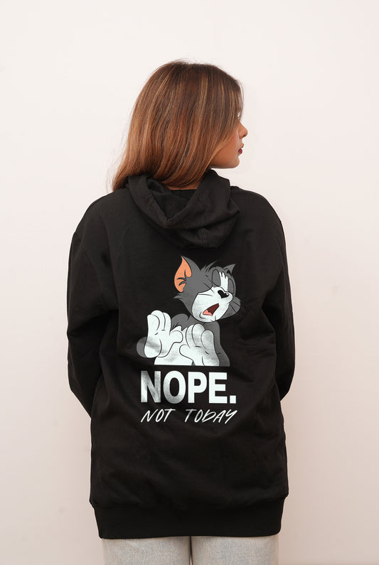 Cartoon Nope For Today  Printed Hoodies