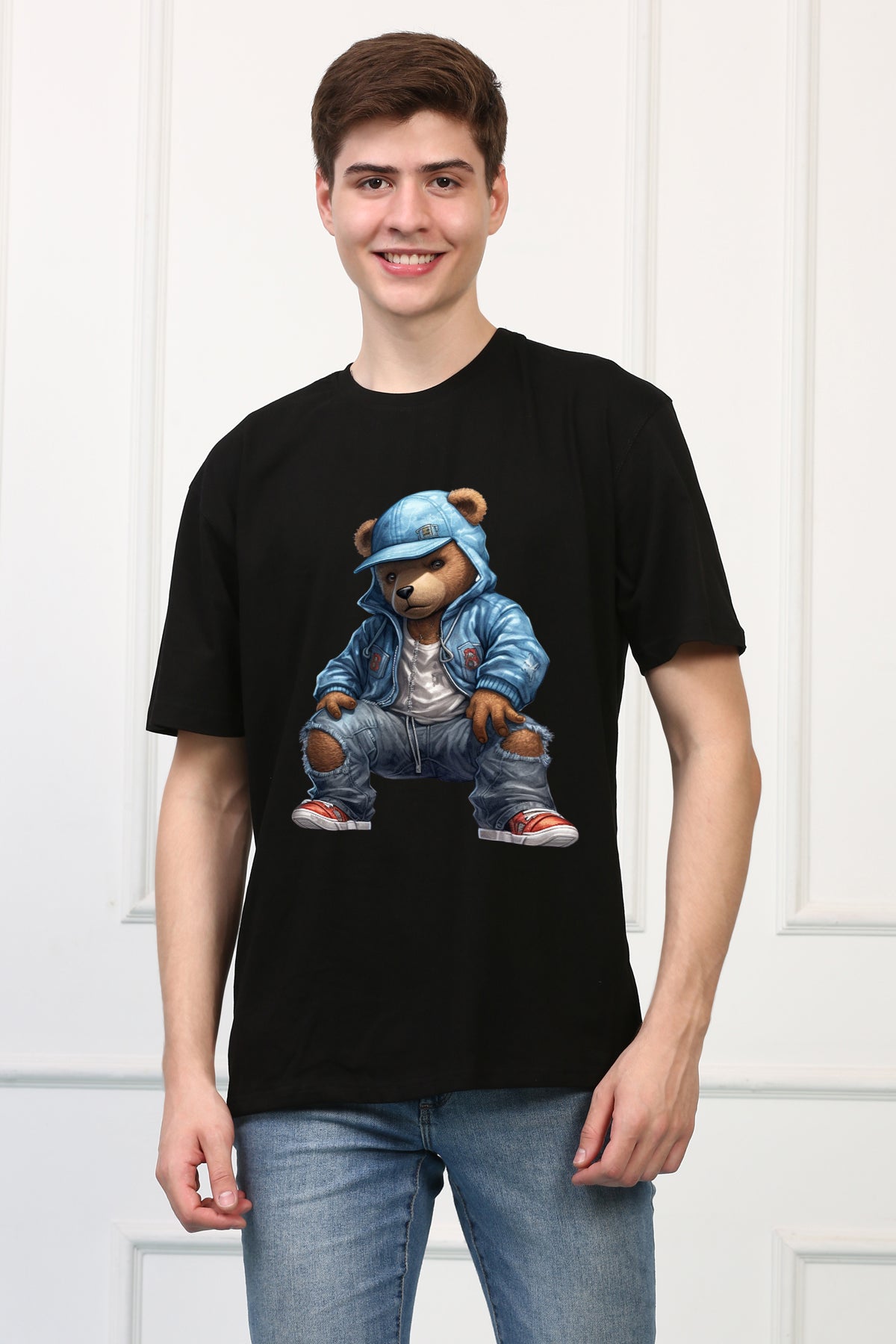 Oversized Rapper Teddy Stylish Cartoons Design Printed Tshirt