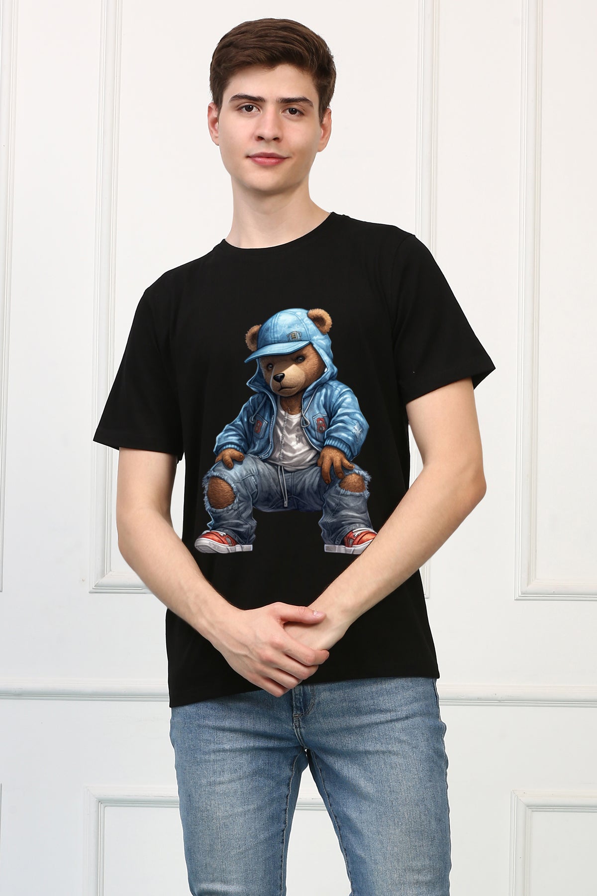 Oversized Rapper Teddy Stylish Cartoons Design Printed Tshirt