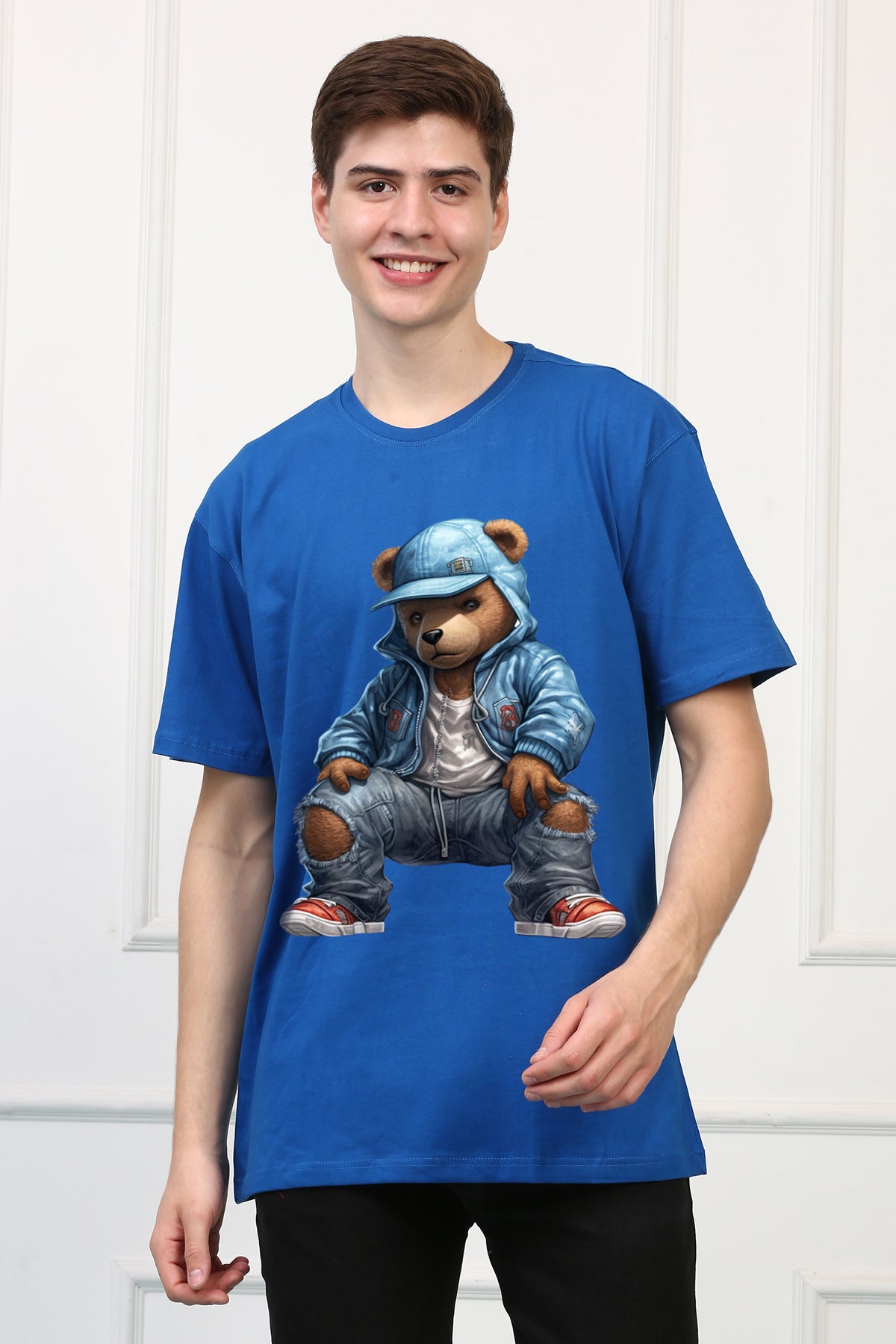 Oversized Rapper Teddy Stylish Cartoons Design Printed Tshirt