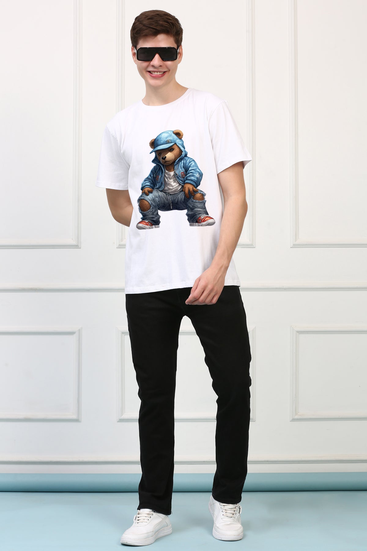 Oversized Rapper Teddy Stylish Cartoons Design Printed Tshirt