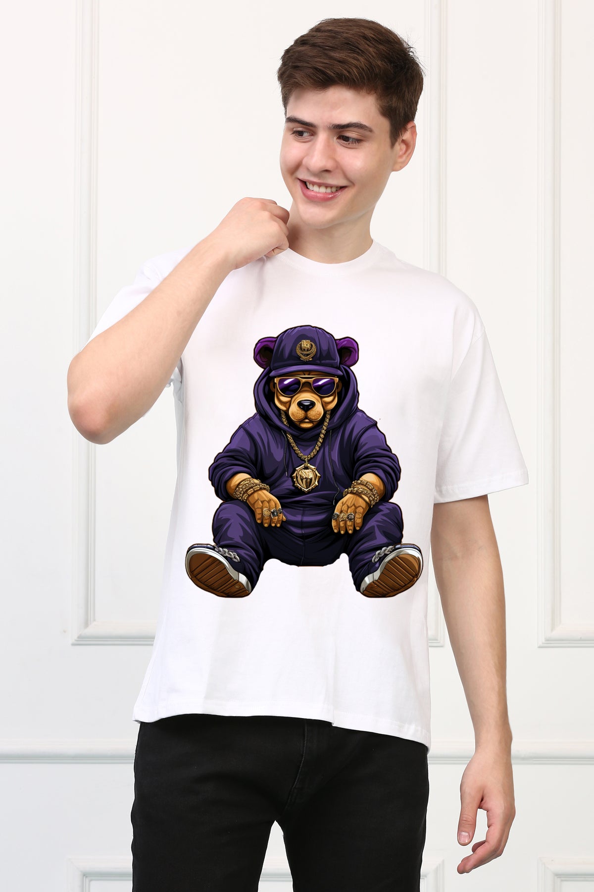 Oversized Rapper Stylish Cartoons Design Printed Tshirt