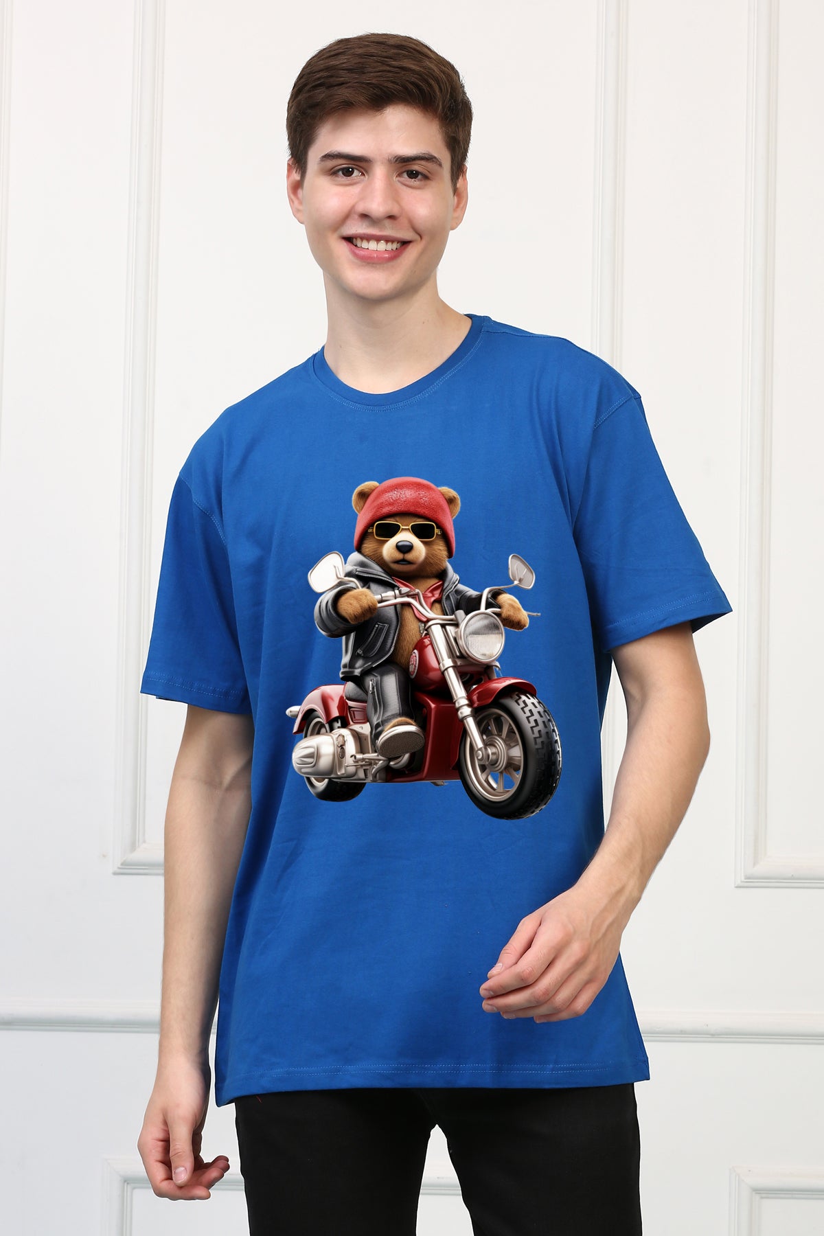 Oversized Rider Teddy Stylish Cartoons Design Printed Tshirt