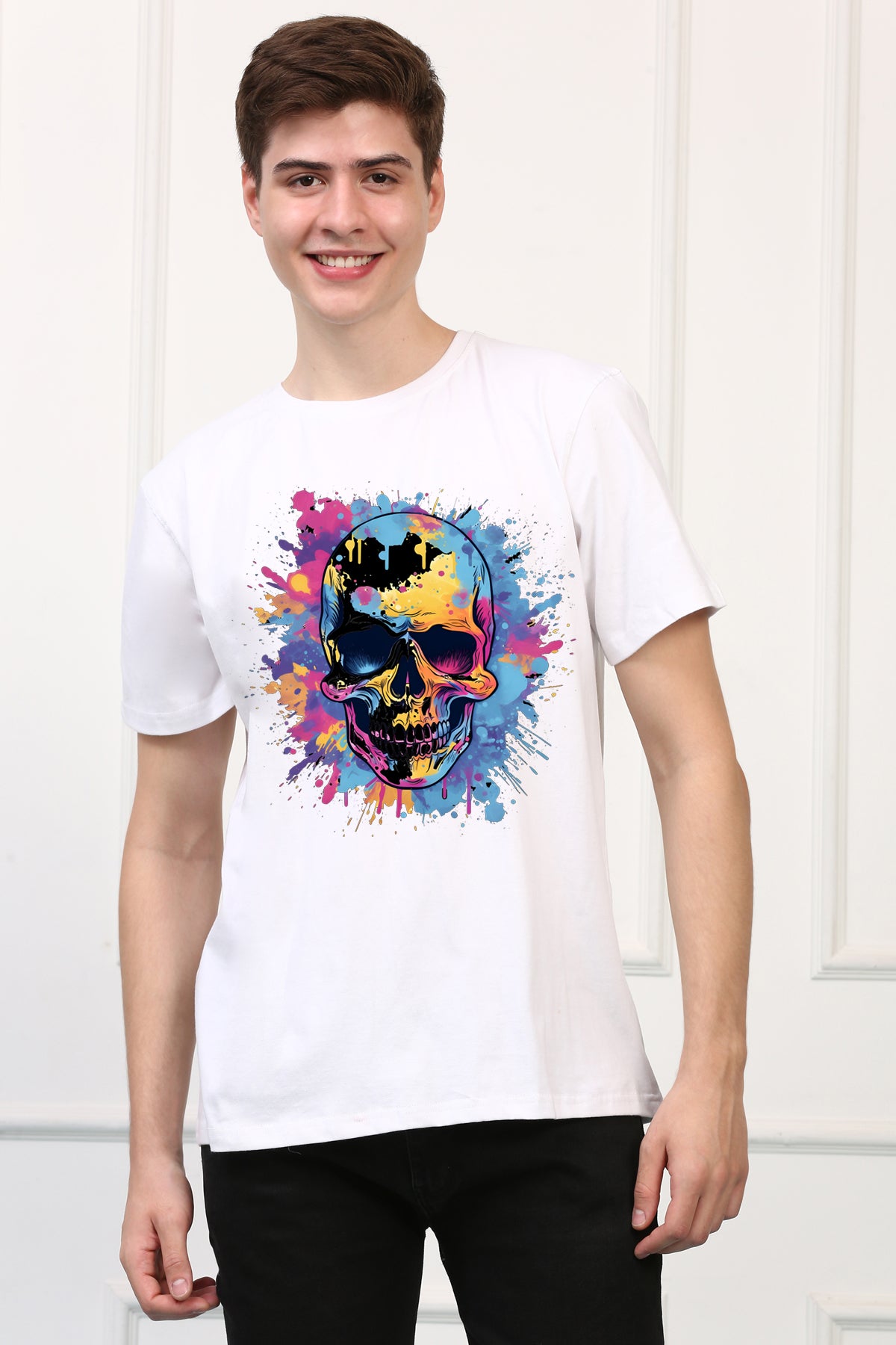 Skull Print 3 Oversized  Printed Tshirt