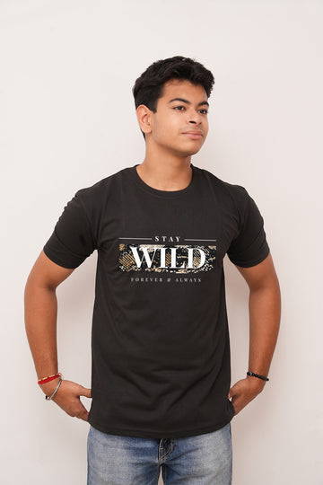 Typography oversized Stay Wild Printed Tshirt