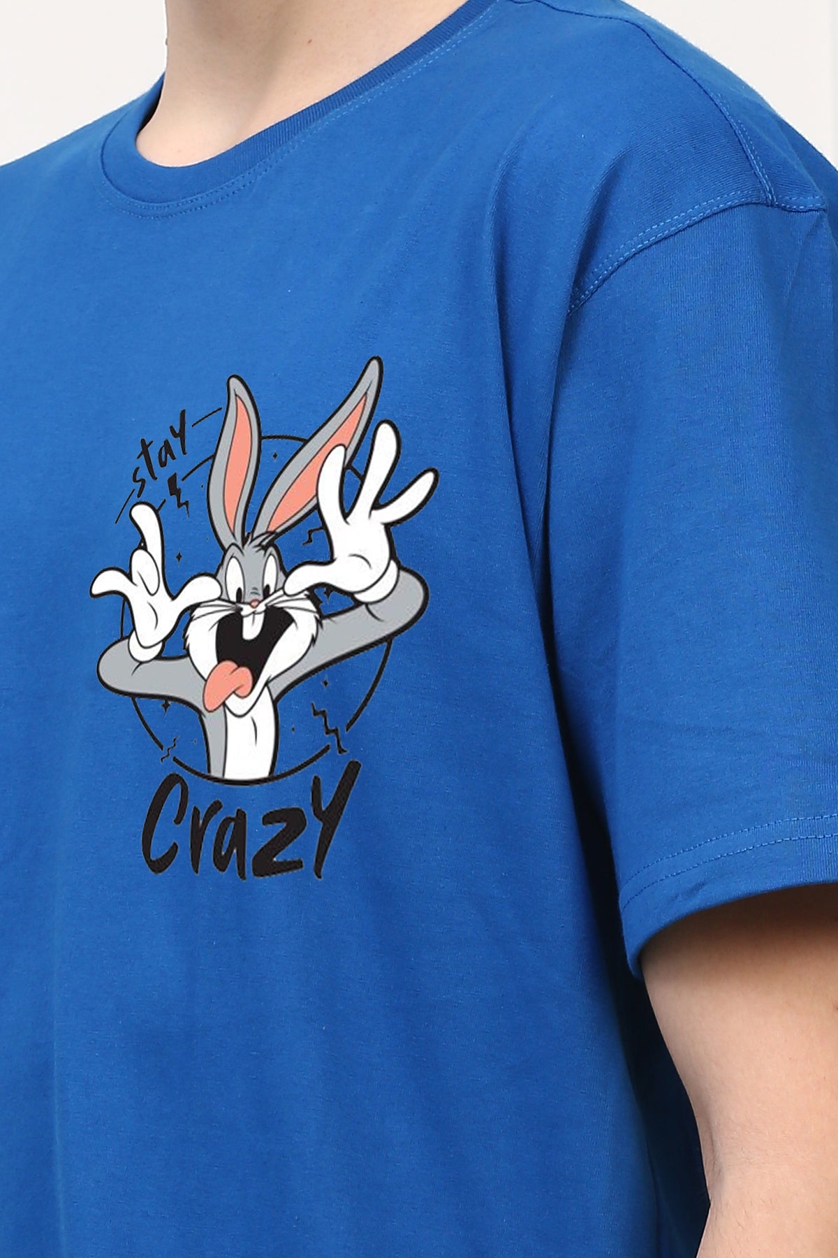 Oversized Stay Crazy Cartoons Printed Tshirt