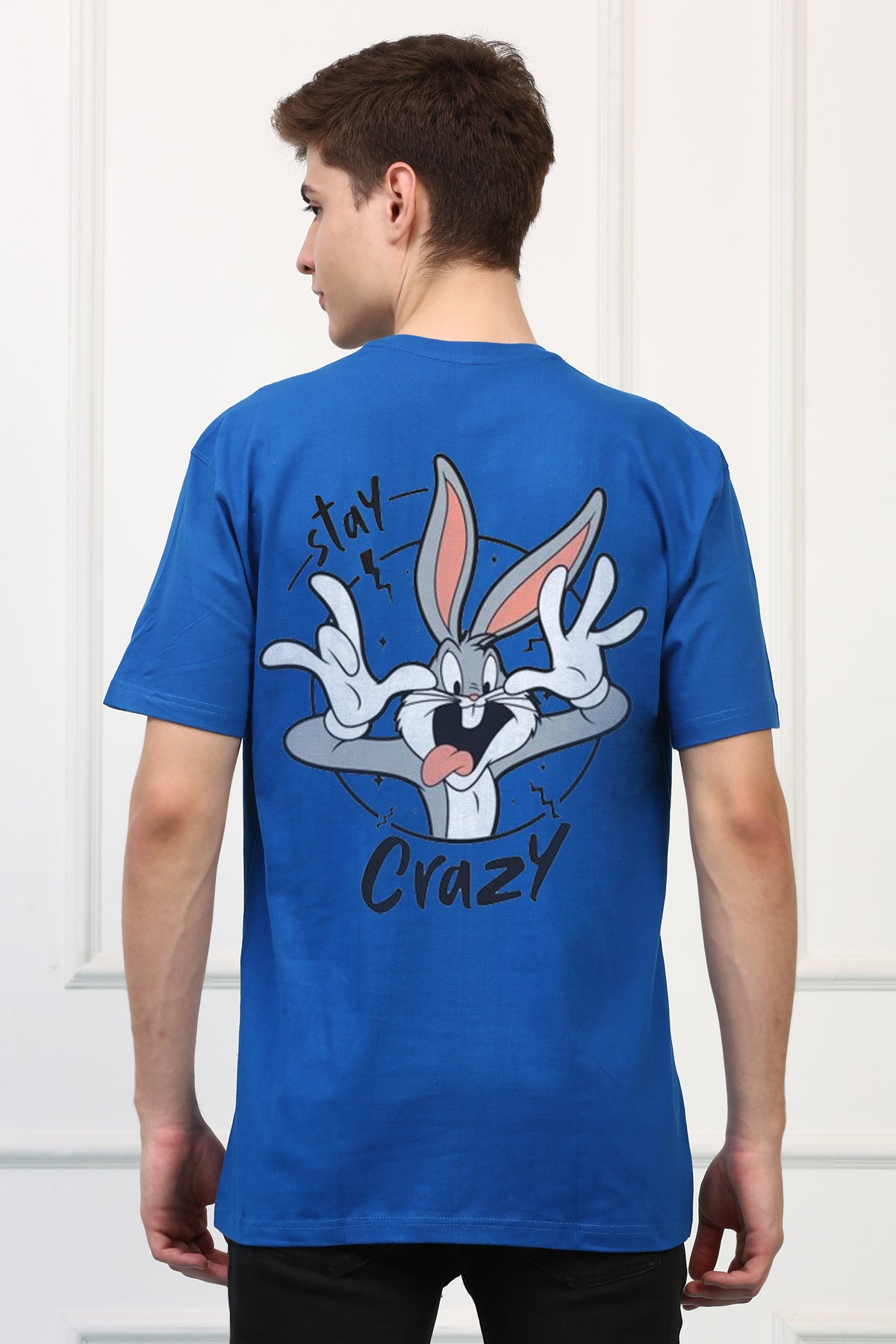 Oversized Stay Crazy Cartoons Printed Tshirt