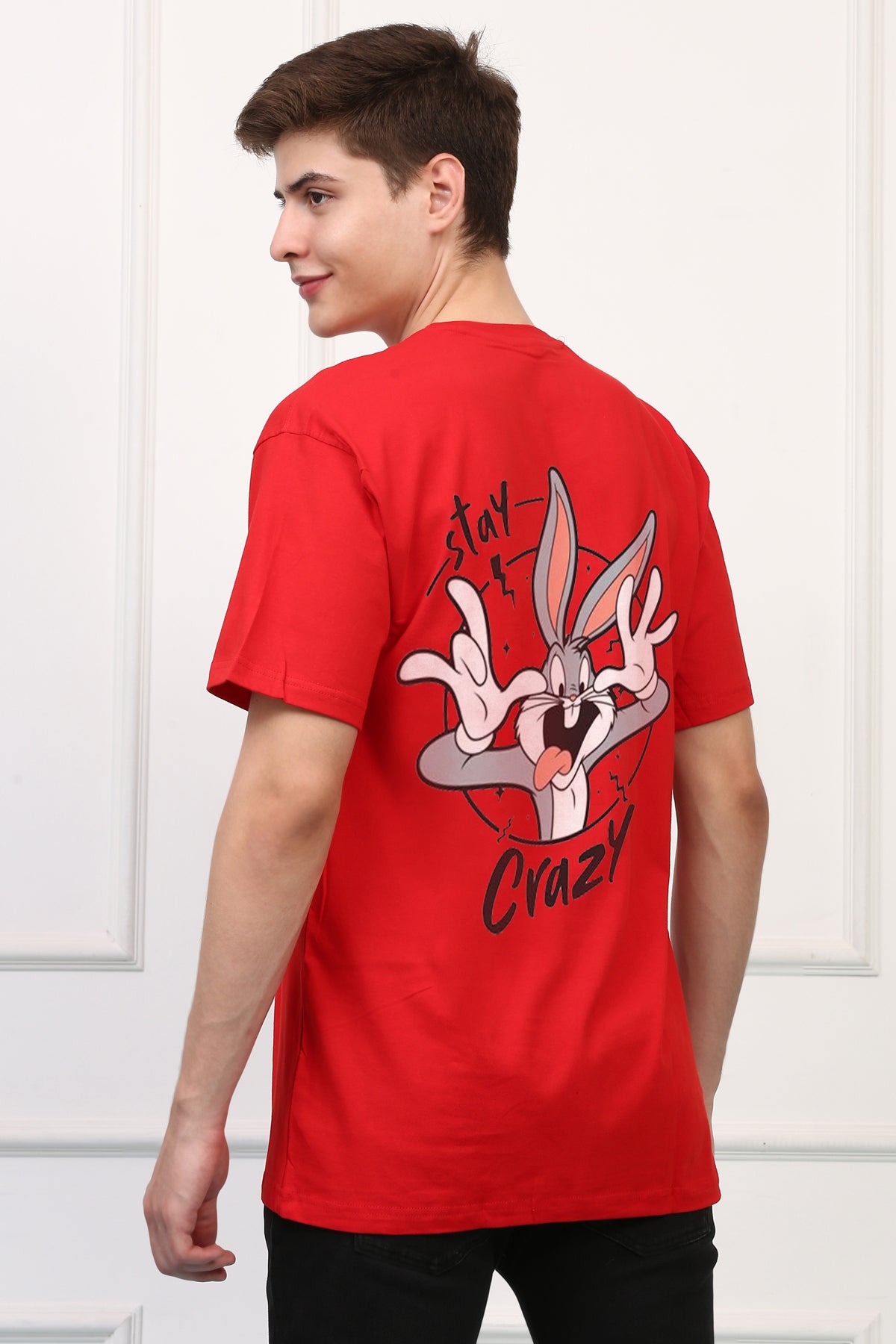 Oversized Stay Crazy Cartoons Printed Tshirt