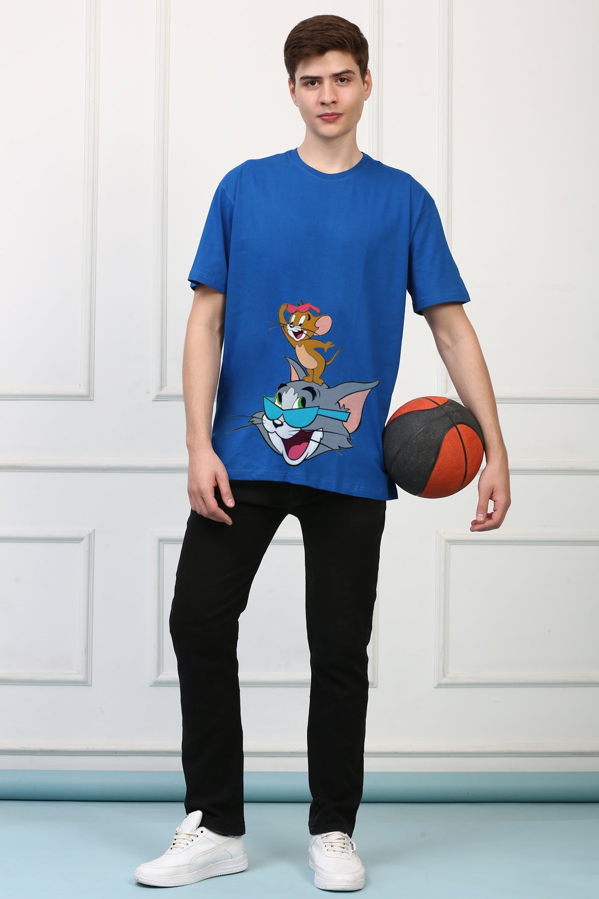 Oversized Tom and Jerry Cartoons Printed Tshirt