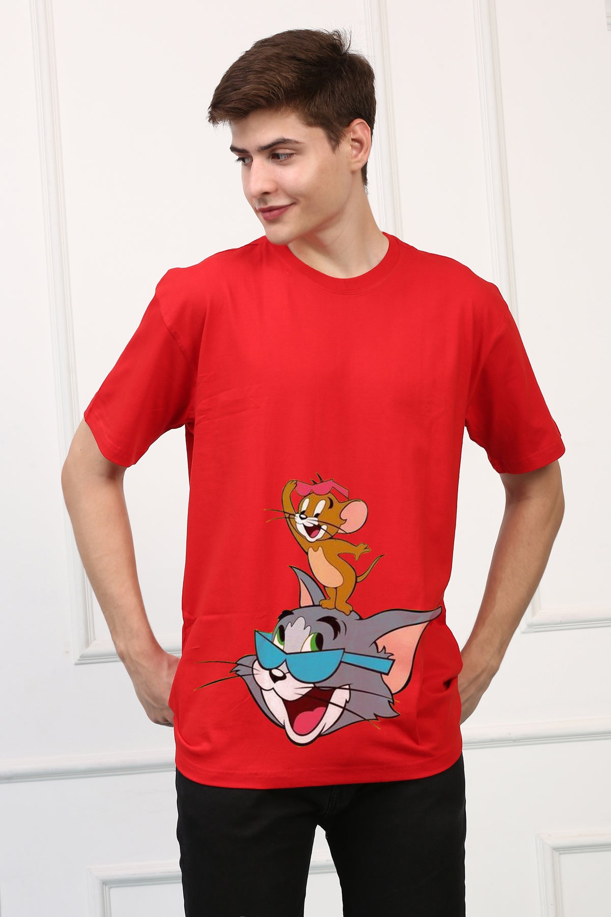 Oversized Tom and Jerry Cartoons Printed Tshirt