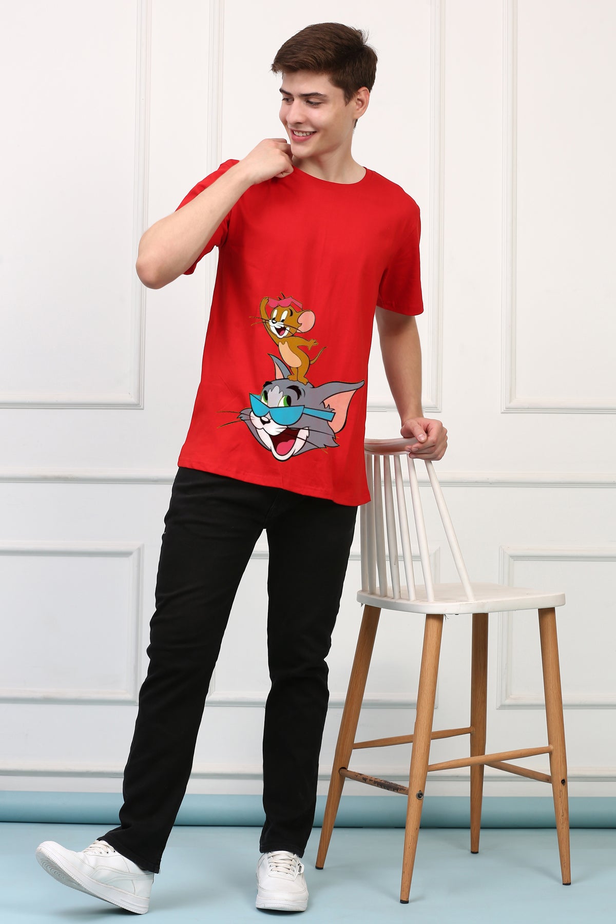 Oversized Tom and Jerry Cartoons Printed Tshirt