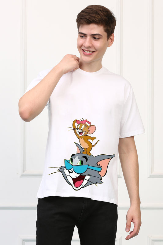 Oversized Tom and Jerry Cartoons Printed Tshirt