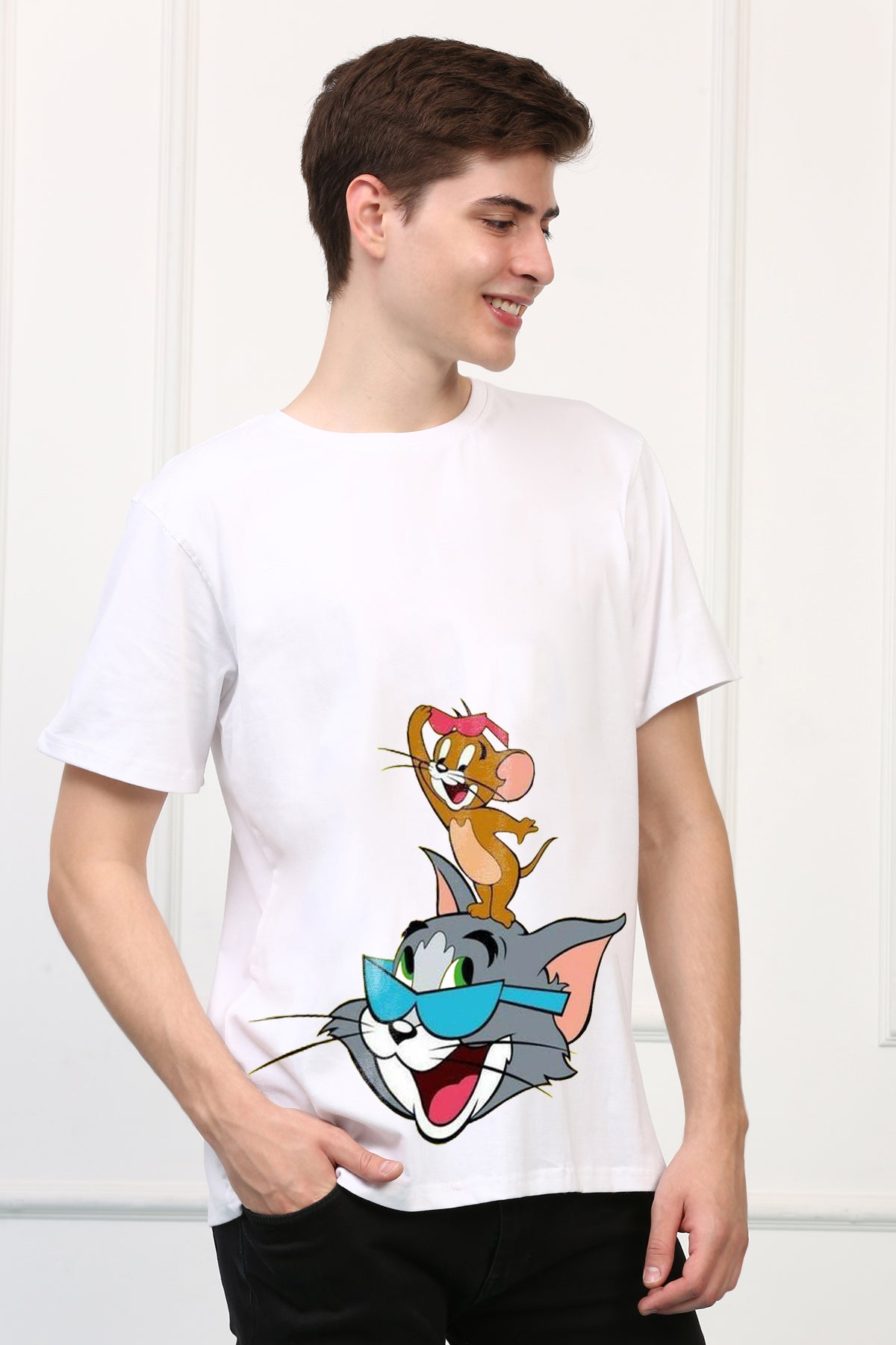 Oversized Tom and Jerry Cartoons Printed Tshirt