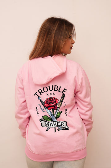 Typography Trouble Maker Printed Hoodies