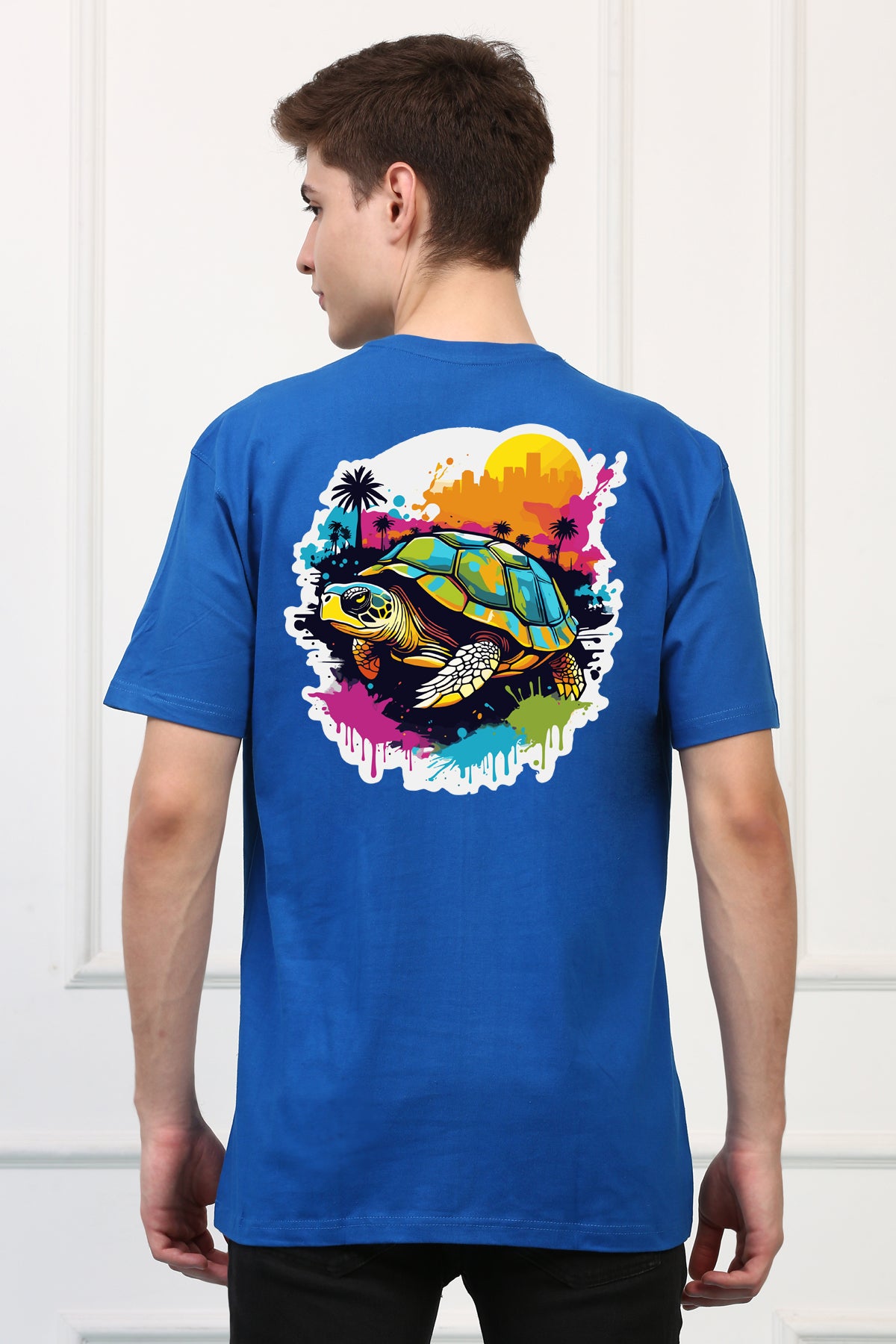 Oversized Turtle Stylish Graffitti Design Printed Tshirt