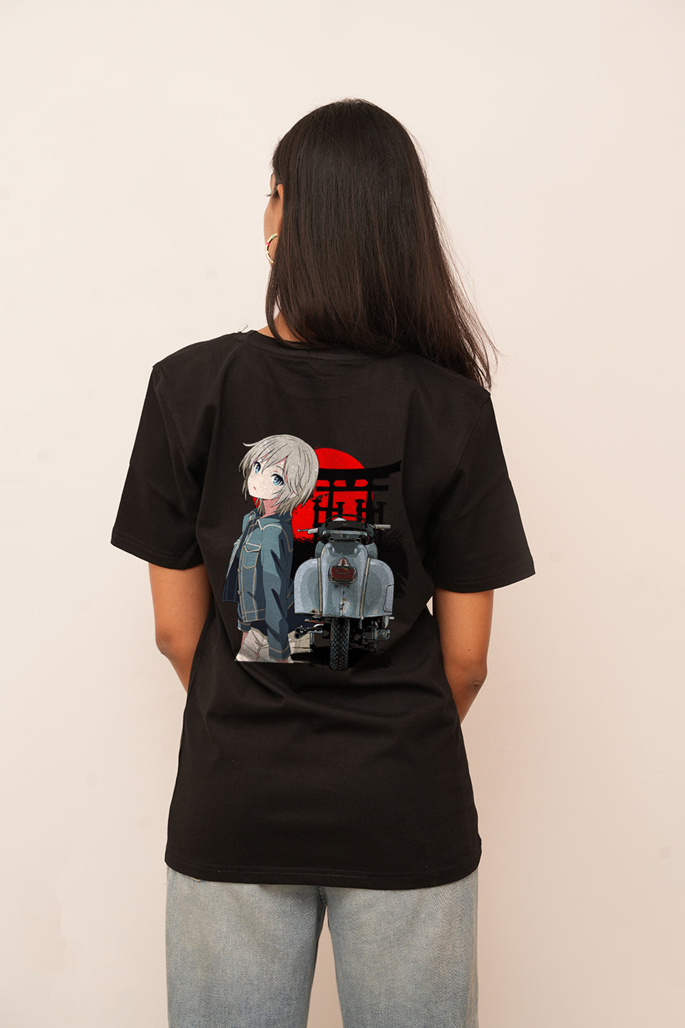 Women Oversized Vintage Scooter Printed Tshirt