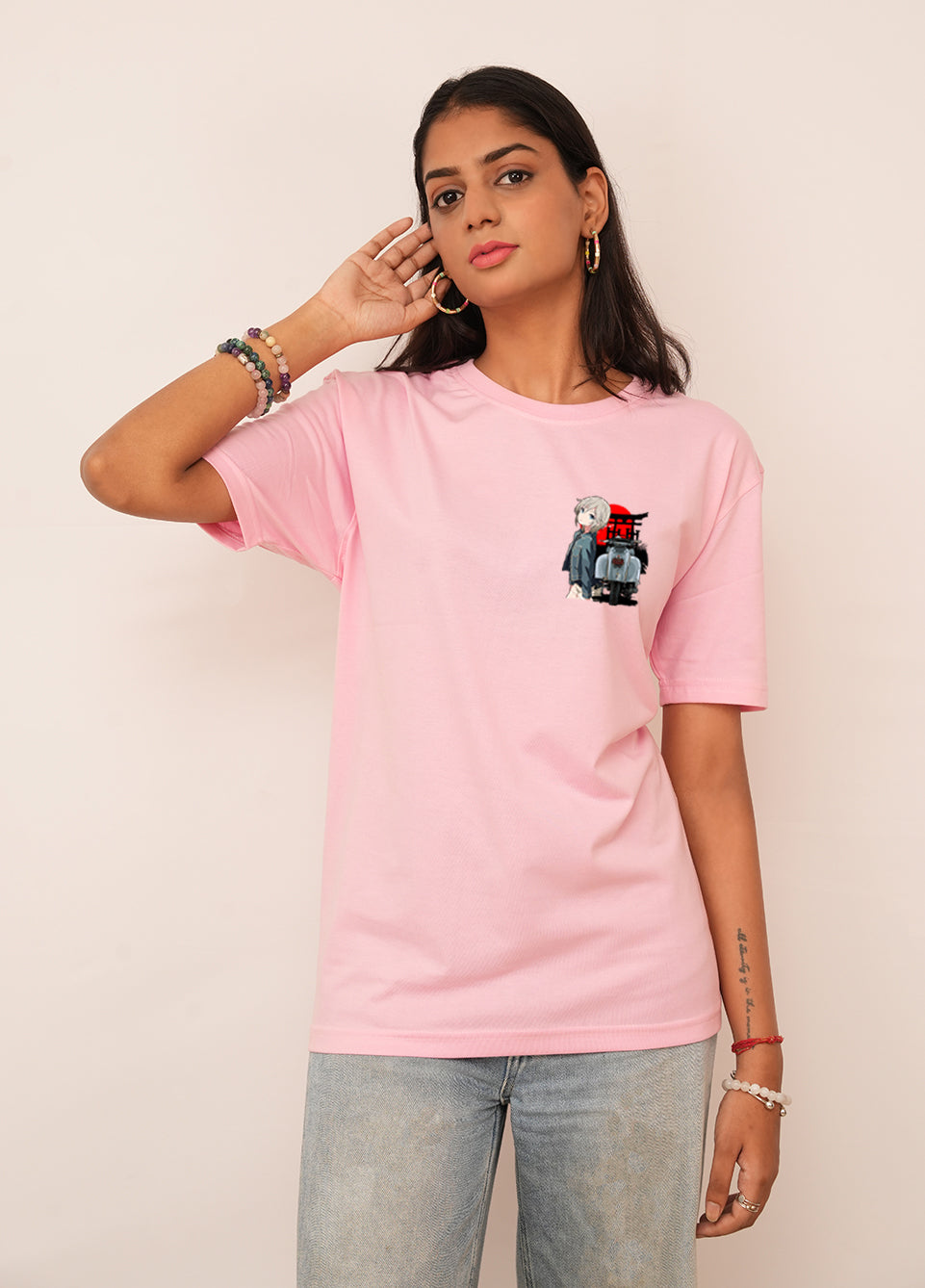 Women Oversized Vintage Scooter Printed Tshirt