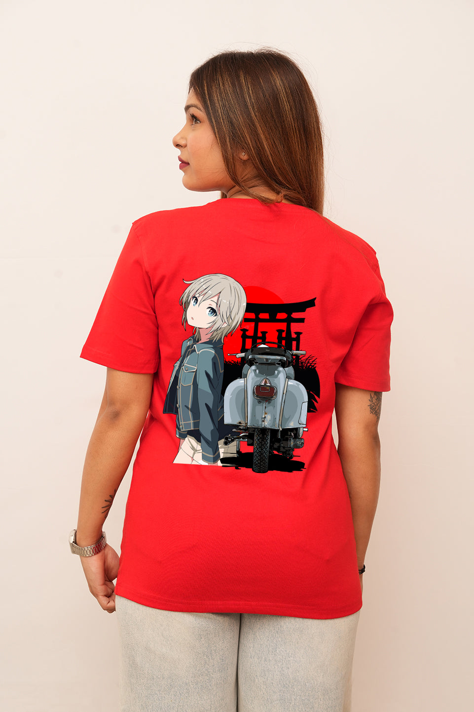 Women Oversized Vintage Scooter Printed Tshirt