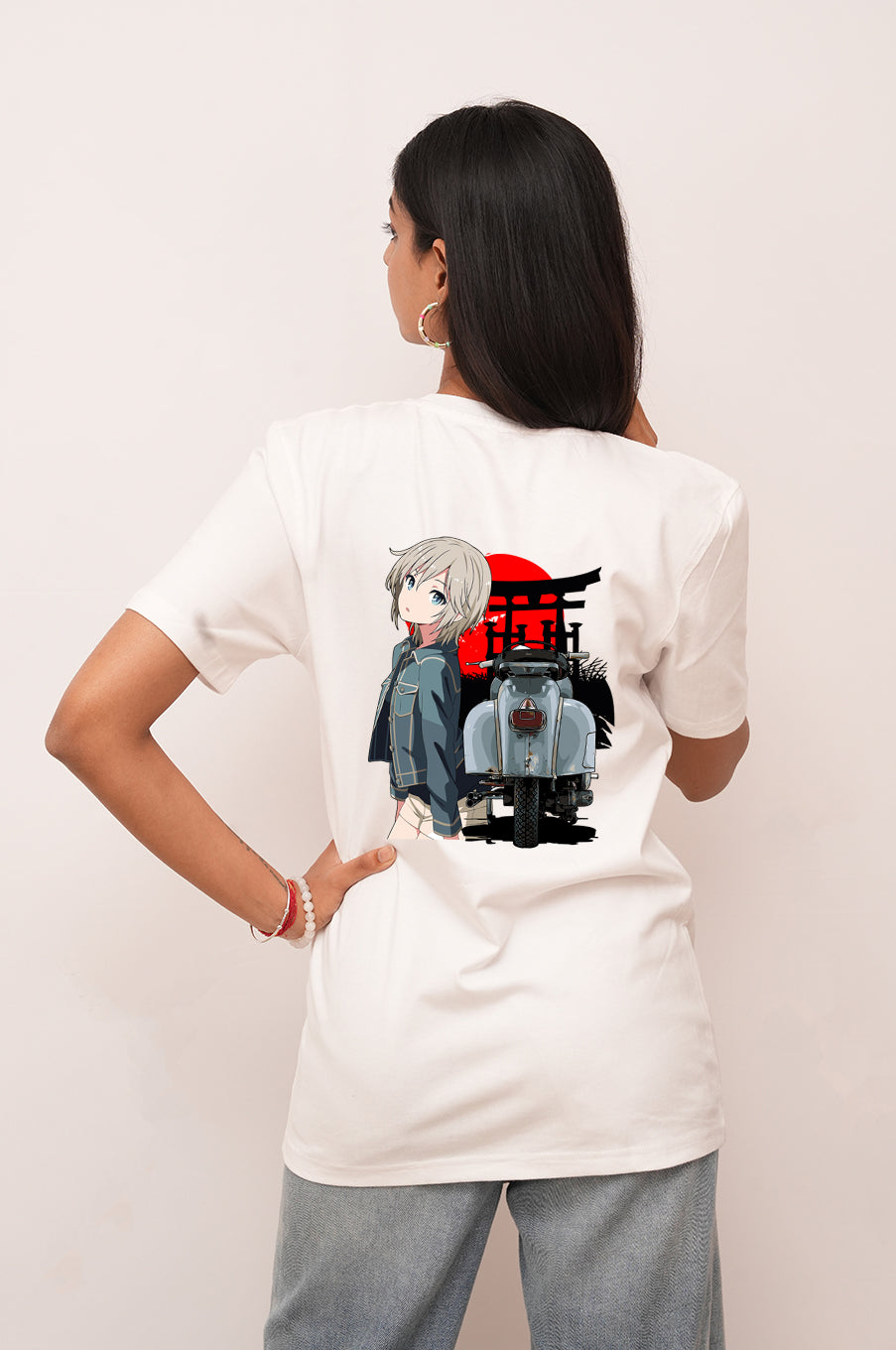 Women Oversized Vintage Scooter Printed Tshirt