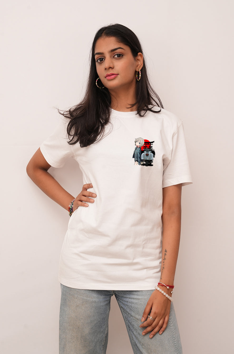 Women Oversized Vintage Scooter Printed Tshirt