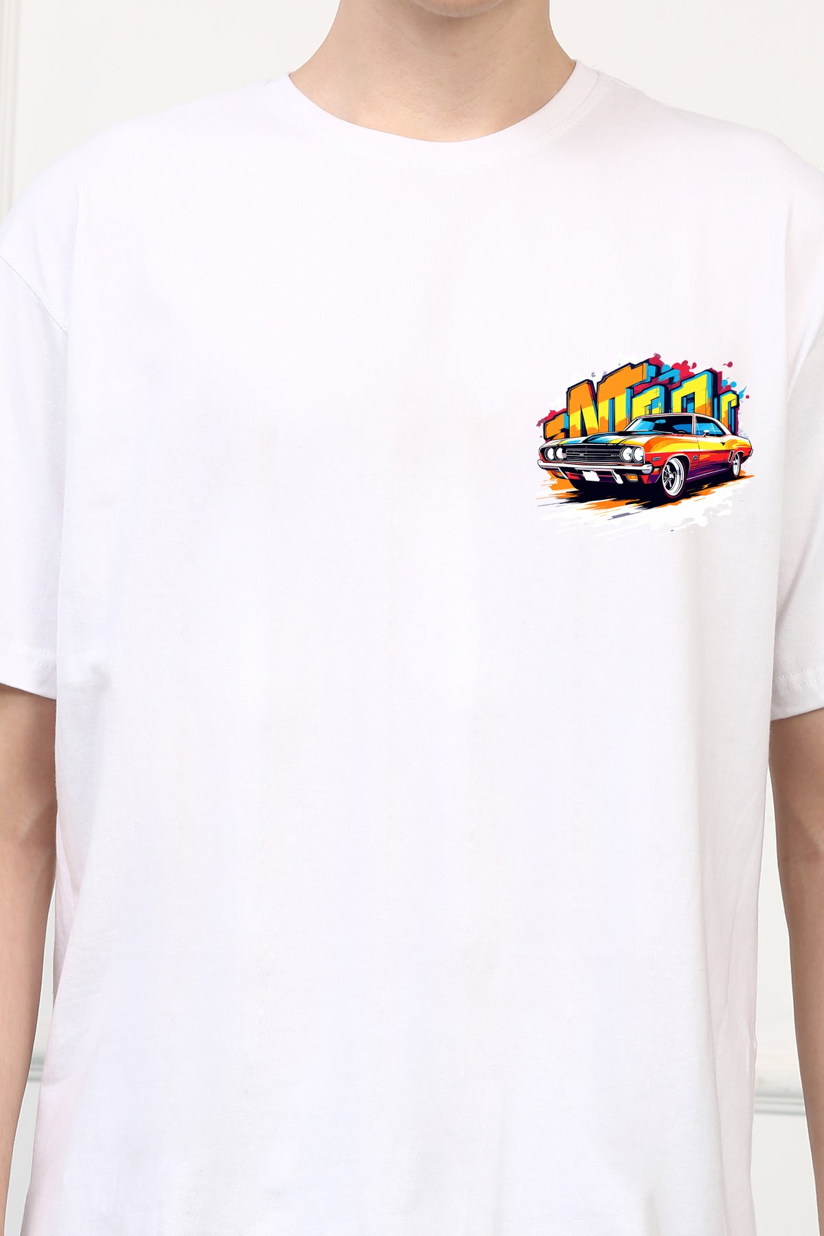 Oversized Vintage Car Printed Tshirt