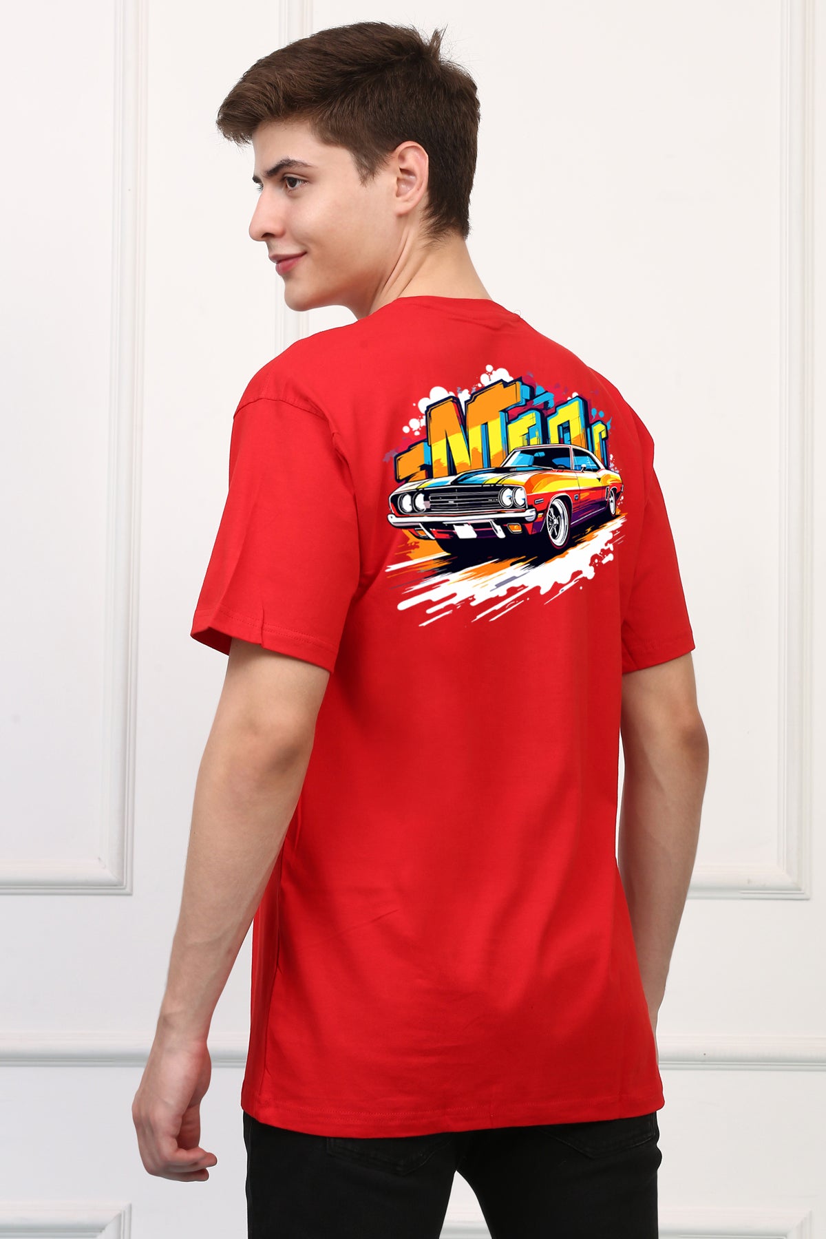 Oversized Vintage Car Printed Tshirt