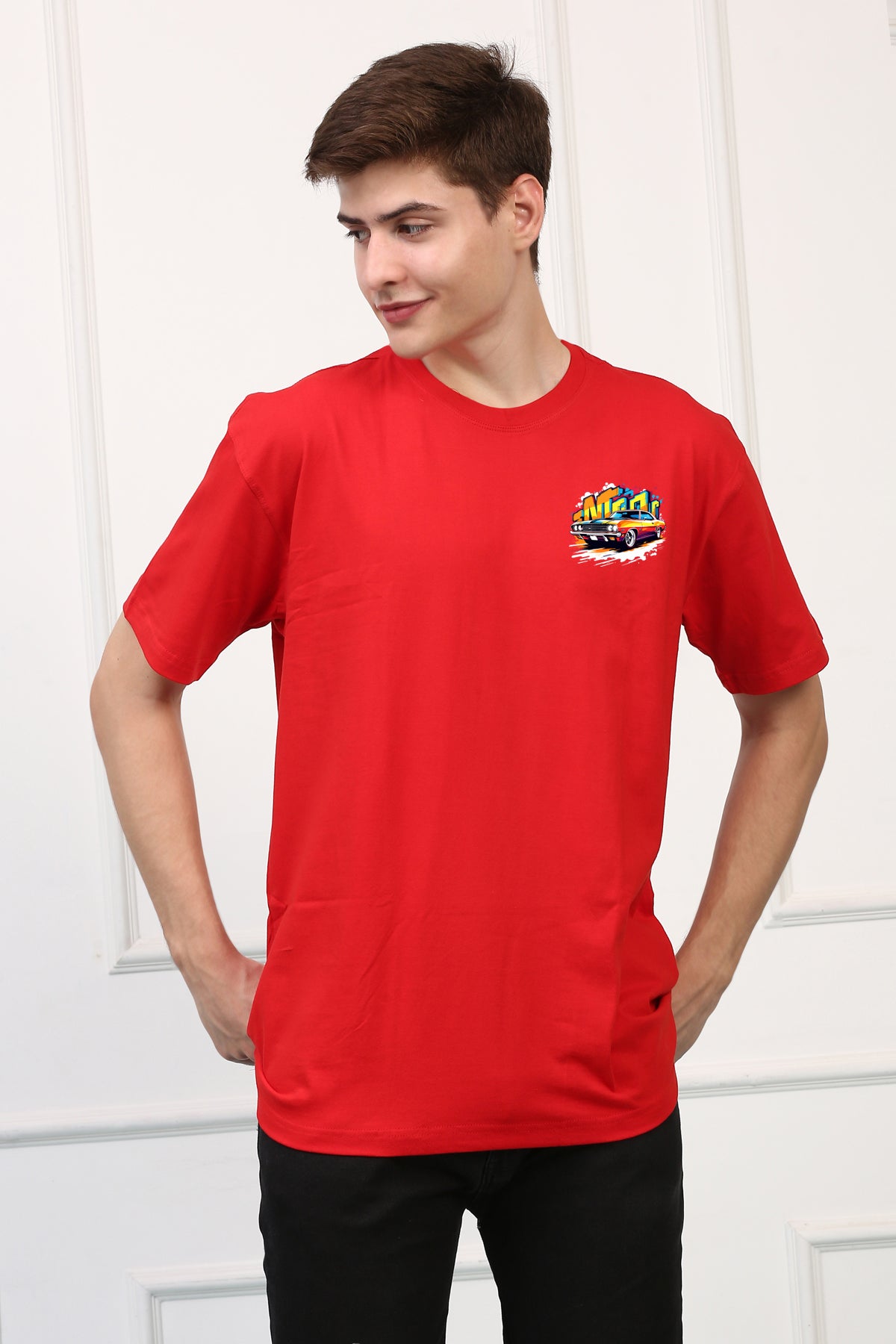 Oversized Vintage Car Printed Tshirt