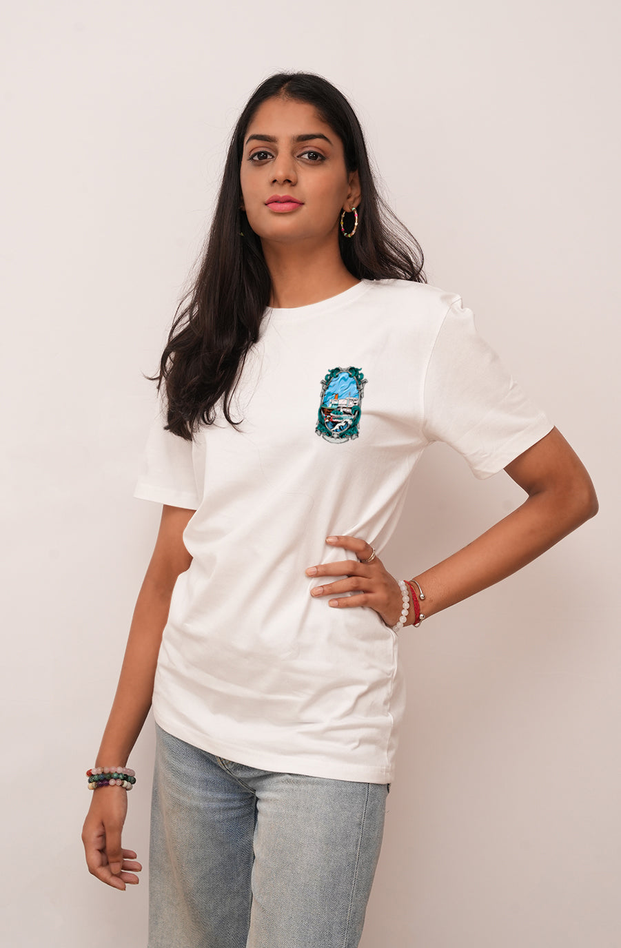 Women Oversized Warship On the Sea Printed Tshirt