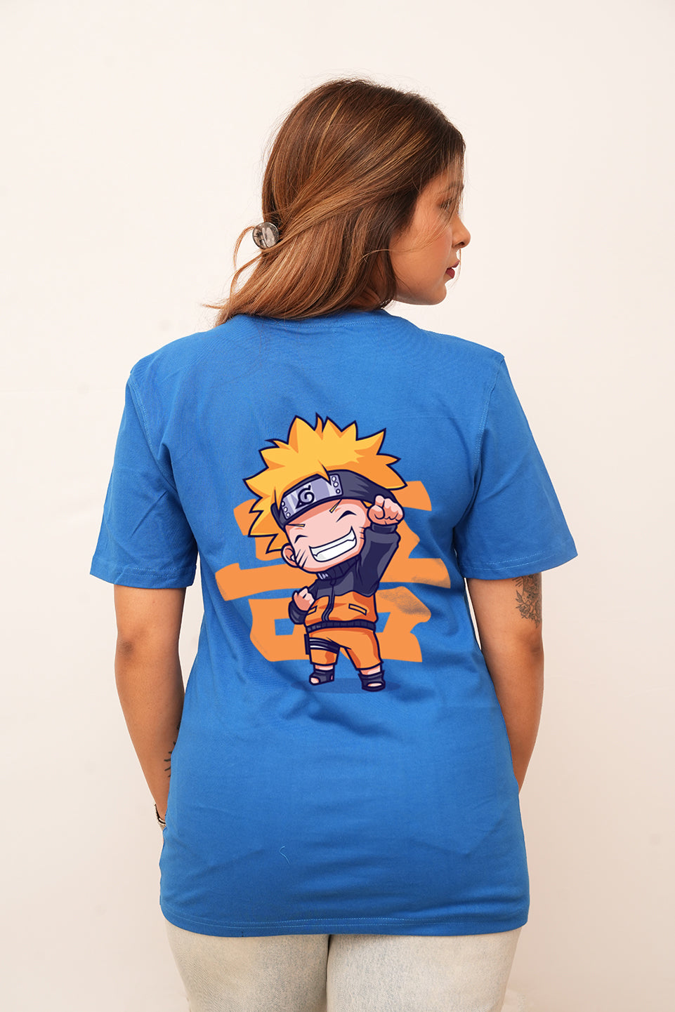 Women Oversized Naruto Character Printed Tshirt