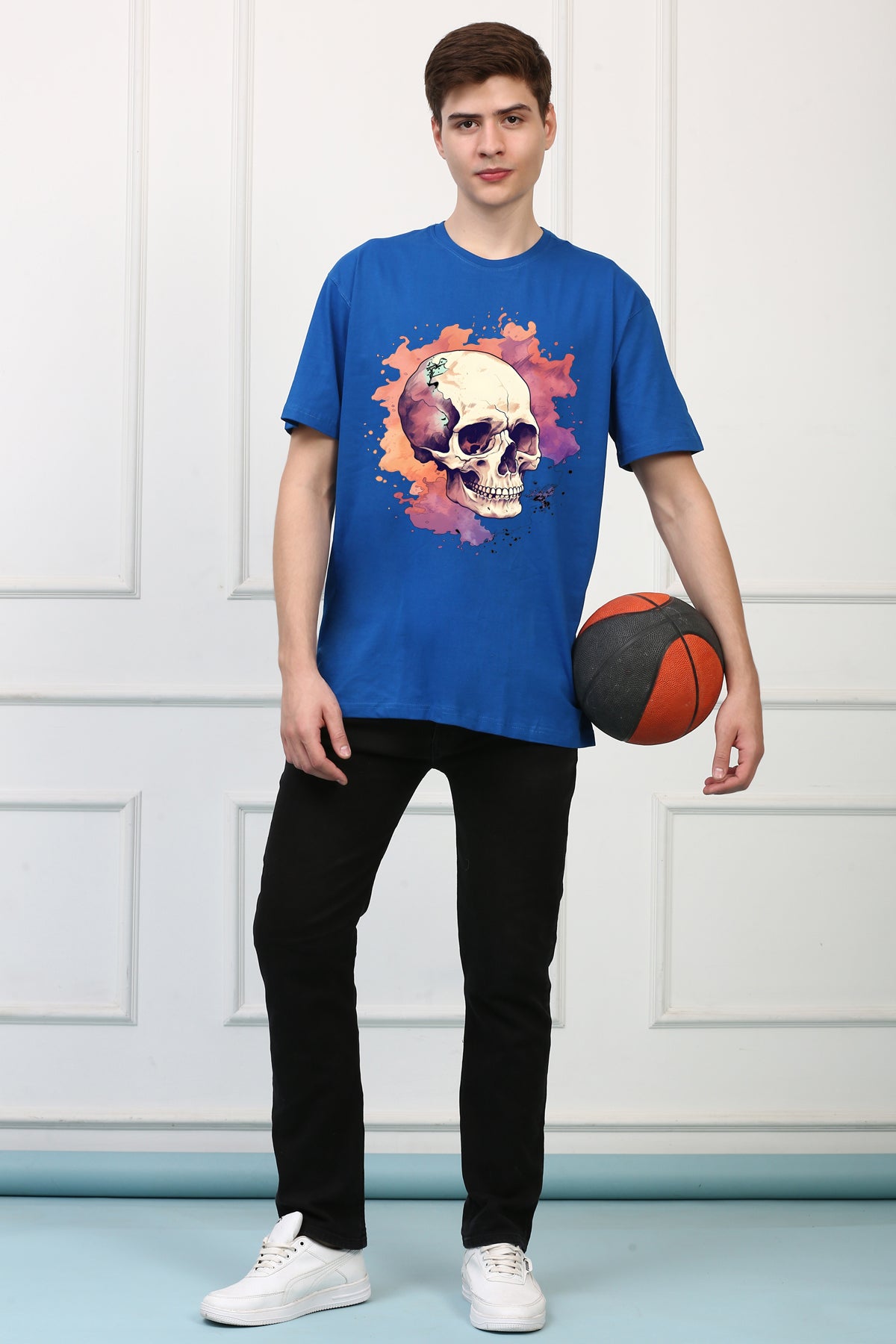 Skull Print 8 Oversized  Printed Tshirt