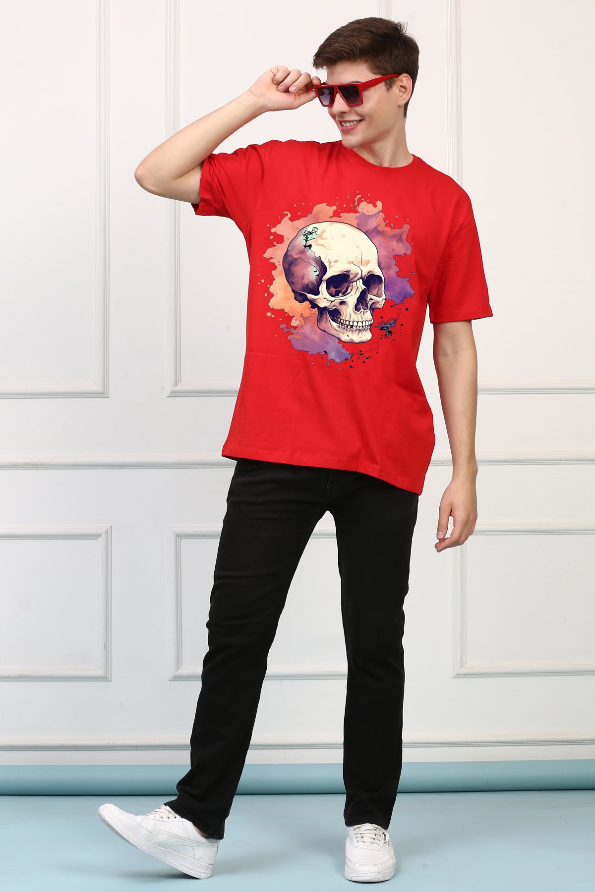 Skull Print 8 Oversized  Printed Tshirt